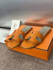 Hermes Oran Sandals Ostrich Leather In Orange - 4