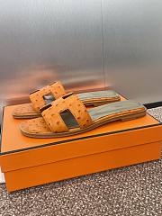 Hermes Oran Sandals Ostrich Leather In Orange - 2