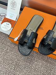 Hermes Oran Sandals Ostrich Leather In Black - 6