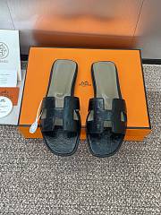 Hermes Oran Sandals Ostrich Leather In Black - 5