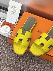 Hermes Oran Sandals Ostrich Leather In Yellow - 6