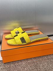 Hermes Oran Sandals Ostrich Leather In Yellow - 2