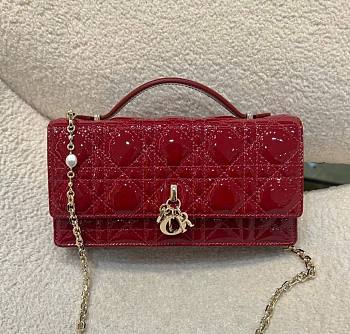 My Dior Mini Bag Red Patent Cannage Calfskin - 21x11.5x4.5cm