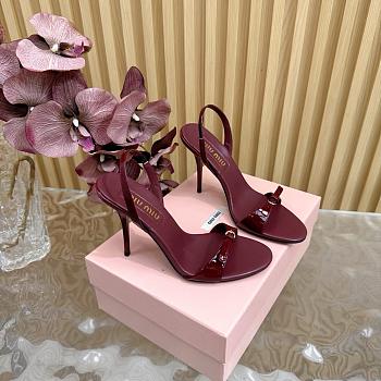 Miumiu Patent Leather Sandals Burgundy 10.5cm