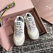 Miumiu Tyre Technical Fabric and Suede Sneakers Ivory - 5