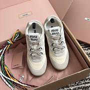Miumiu Tyre Technical Fabric and Suede Sneakers Ivory - 4