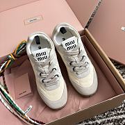 Miumiu Tyre Technical Fabric and Suede Sneakers Ivory - 3