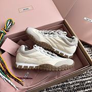 Miumiu Tyre Technical Fabric and Suede Sneakers Ivory - 2