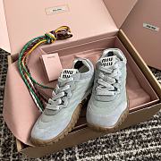 Miumiu Tyre Technical Fabric and Suede Sneakers Cloudy Gray - 5