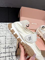 Miumiu Tyre Technical Fabric And Suede Ballerinas Ivory - 6