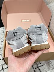 Miumiu Tyre Technical Fabric And Suede Ballerinas Cloudy Gray - 6