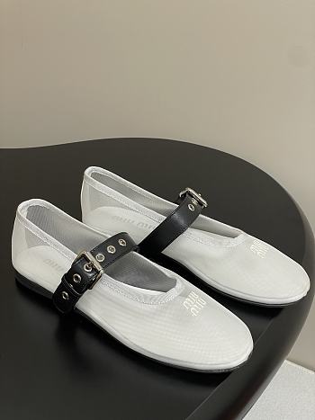 Miumiu Mesh Fabric Ballerinas White
