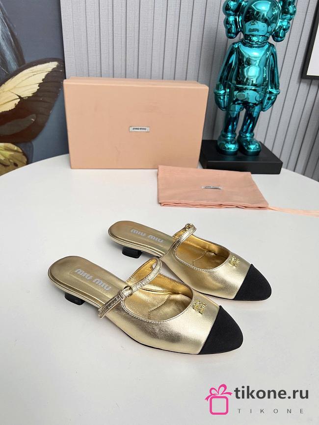 Miumiu Mary Jane Metallic Leather Mules In Gold - 1