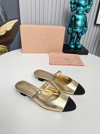 Miumiu Mary Jane Metallic Leather Mules In Gold