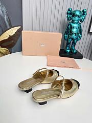 Miumiu Mary Jane Metallic Leather Mules In Gold - 5