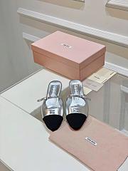 Miumiu Mary Jane Metallic Leather Mules In Silver - 6