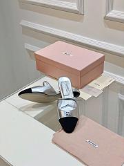Miumiu Mary Jane Metallic Leather Mules In Silver - 4