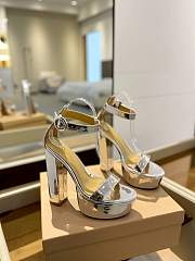 Gianvito Rossi Portofino 105 Silver Patent Leather Sandals - 1