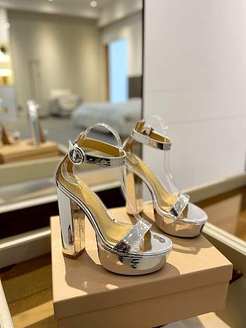 Gianvito Rossi Portofino 105 Silver Patent Leather Sandals
