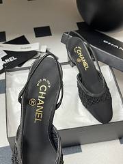 Chanel Slingbacks Embroidery Grosgrain Black 6.5cm - 4