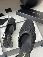 Chanel Slingbacks Embroidery Grosgrain Black 6.5cm - 2