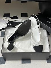 Chanel Slingbacks Embroidery Grosgrain White 6.5cm - 6