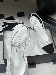 Chanel Slingbacks Embroidery Grosgrain White 6.5cm - 2