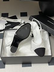 Chanel Slingbacks Embroidery Grosgrain White 9cm - 5