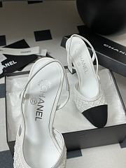 Chanel Slingbacks Embroidery Grosgrain White 9cm - 2