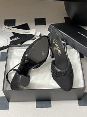 Chanel Slingbacks Embroidery Grosgrain Black 9cm - 6