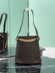 Prada Buckle Leather Bucket Bag With Jeweled Belt Dark Brown 1BE085 - 26.5x29x18cm - 2