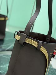 Prada Buckle Leather Bucket Bag With Jeweled Belt Dark Brown 1BE085 - 26.5x29x18cm - 3