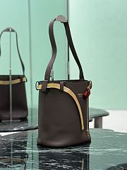 Prada Buckle Leather Bucket Bag With Jeweled Belt Dark Brown 1BE085 - 26.5x29x18cm - 6
