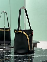 Prada Buckle Leather Bucket Bag With Jeweled Belt Black 1BE085 - 26.5x29x18cm - 6