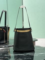 Prada Buckle Leather Bucket Bag With Jeweled Belt Black 1BE085 - 26.5x29x18cm - 4