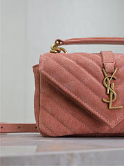 YSL College Mini Suede Crossbody Bag in Pink - 20x14x4.5cm - 2