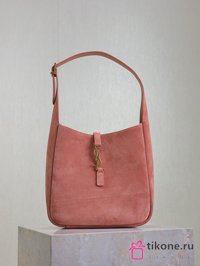 YSL Le 5 A 7 Supple Small Suede Shoulder Bag In Pink - 23×22×8.5cm - 1