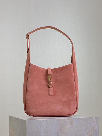 YSL Le 5 A 7 Supple Small Suede Shoulder Bag In Pink - 23×22×8.5cm
