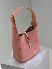 YSL Le 5 A 7 Supple Small Suede Shoulder Bag In Pink - 23×22×8.5cm - 2