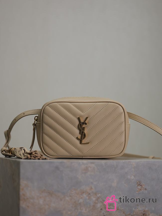YSL Lou Belt Bag in Quilted Leather Beige - 15.5x10.5x5.5cm - 1