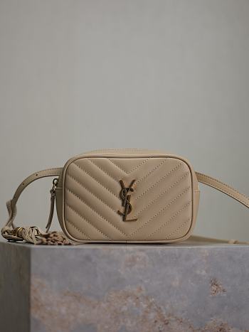 YSL Lou Belt Bag in Quilted Leather Beige - 15.5x10.5x5.5cm