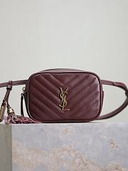 YSL Lou Belt Bag in Quilted Leather Burgundy - 15.5x10.5x5.5cm - 1