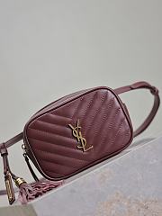 YSL Lou Belt Bag in Quilted Leather Burgundy - 15.5x10.5x5.5cm - 2
