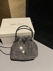 Jiimmy Choo Bon Bon Silver Satin Crystal Mesh Bag with Crystal Handle - 15x14x9.5cm - 1