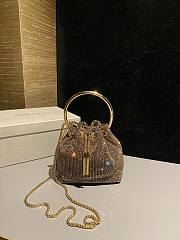 Jiimmy Choo Bon Bon Gold Satin Crystal Mesh Bag with Crystal Handle - 15x14x9.5cm - 5