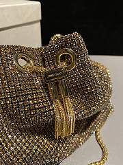 Jiimmy Choo Bon Bon Gold Satin Crystal Mesh Bag with Crystal Handle - 15x14x9.5cm - 2