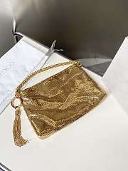 Jimmy Choo Callie Gold Mesh Mini Clutch Bag - 24×15×3.5cm - 5