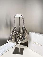 Jimmy Choo Callie Silver Mesh Mini Clutch Bag - 24×15×3.5cm - 1