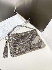 Jimmy Choo Callie Silver Mesh Mini Clutch Bag - 24×15×3.5cm - 6