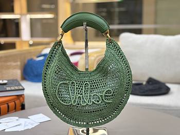 Chloe Summer Banana Hobo Bag in Raffia Green - 36x21.5x2cm
